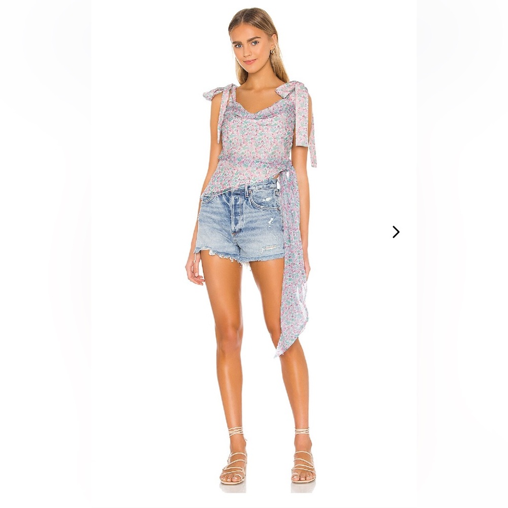 Lovers + Friends - Medium - Nemi Top Mixed Ditsy Floral Draped Blouse